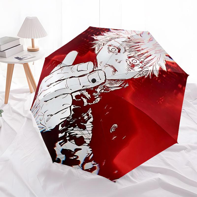 

1pc Jujutsu Kaisen Design Automatic Folding Umbrella with 3-Fold Design, Iron Frame, Outdoor Use, Perfect Gift for Fans, Travelers, Daily Use.X010