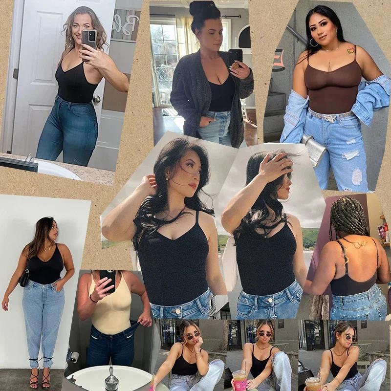 Seamless Shapewear For Women Tummy Control Camis Body Shaper Butt Lifter Camisole Thongs Top Slimming Waist Trainer