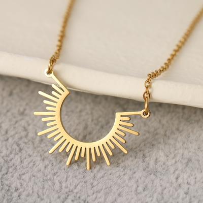 Joyas de Acero Inoxidable Collar con Colgante Geométrico Para Mujer Semicírculo con Pinchos Collar Choker Cadena Collares Regalos