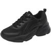 Comfortable All-black Sports Shoes Spring and Autumn Mesh Breathable Running Shoes Casual Soft-soled Walking Travel Shoes