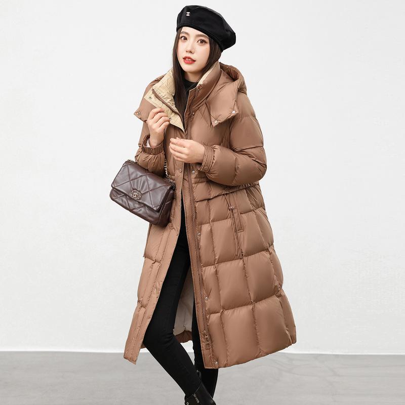 Down Cotton Jacket for Women Long Winter New Fashionable and Fashionable Mother Suit Thickened Warm Hooded Cotton Jacket
