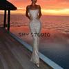 Spring New Women clothes French style Design Shiny Diamond Evening dress Sheath Sling Long Dress