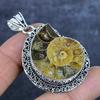 Natural Ammonite Fossil Gemstone 925 Sterling Silver Jewelry Pendant 2.21" R2j21