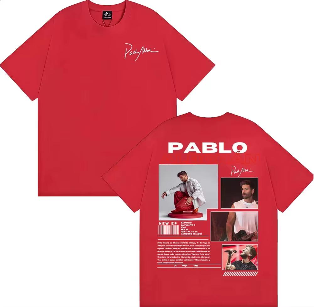 2026 Rappeur Pablo Alborán Global Tour Tshirt Hommes Femmes Harajuku Hip Hop Streetwear Coton Décontracté À Unisexches Courtes
