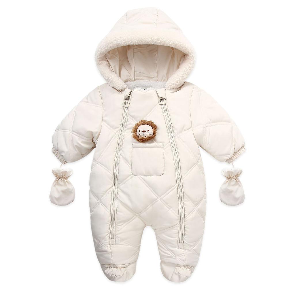 Newborn Baby Girl Jumpsuit Autumn and Winter Baby Romper With Gloves Warm Infant Snowsuit Thicken Cartoon Baby Ski Suit Coat