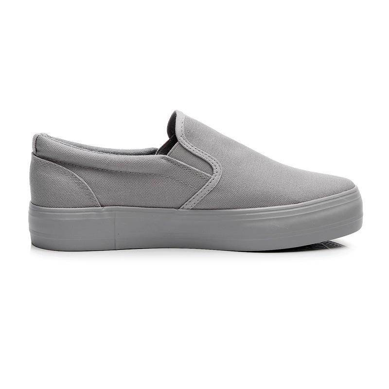 New Loafers Men Slip-on Casual Shoes Full Grey Thickened Canvas Footwear Breathable Sneakers Vulcanized Shoes Tenis Masculino