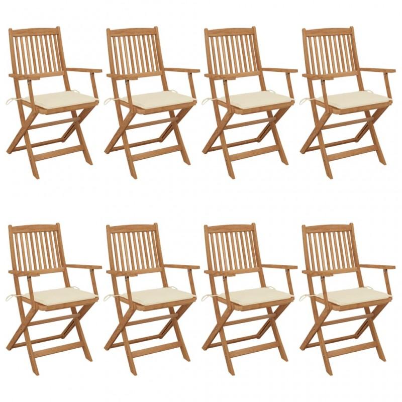 Day and Night - Day and Night Folding Garden Chairs 8 Units Solid Acacia Wood and Cushions