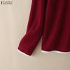 ZANZEA Women Casual Solid Color Loose Long Sleeve Blouse