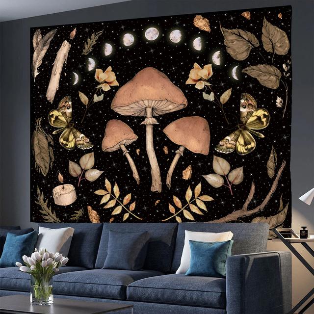 Tree Of Life Tapestry Wall Hanging Moon Phase Snake Tapestries Trippy Bohemia Hippie Mushroom Moth Floral For Living Room Bedroo