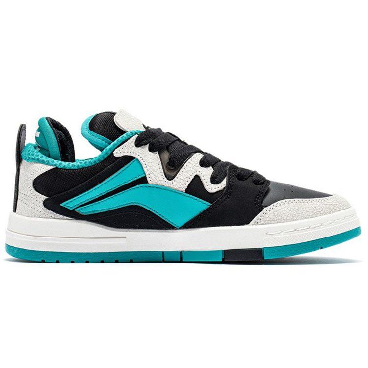 Li Ning Pro Leather Slip Resistant, Abrasion Resistant, Lightweight Low Top Skateboard Shoes Women's White Green AECR044-1