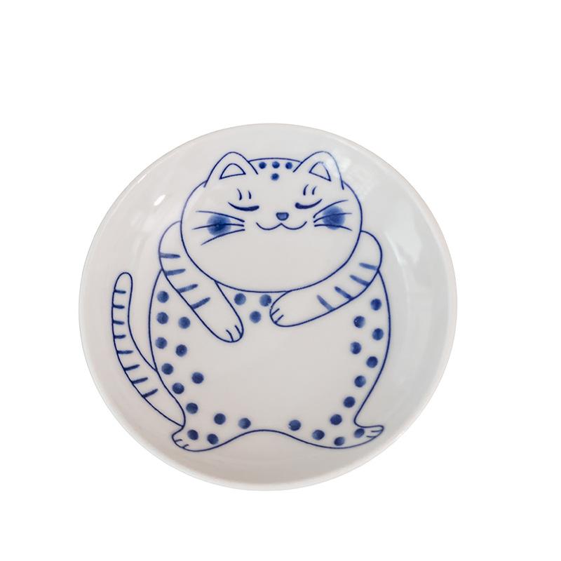 

Ceramic Dessert Sauce Plate Tableware Set Mini Bowl Side Dish Bowl Creative Cartoon Lucky Cat Pattern Small Fruit Plate 1 Piece
