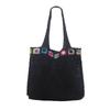 Fashion Flower Knitting Shoulder Bag Large Capacity Hollow Crochet Tote Bag Solid Color Shopping Bag Woven Handbag Female
