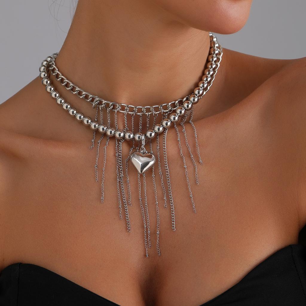 Sweet and Cool Babes Ins Scenery Surface Love Fringed Necklace Light Luxury Fashion Metal Sense Necklace
