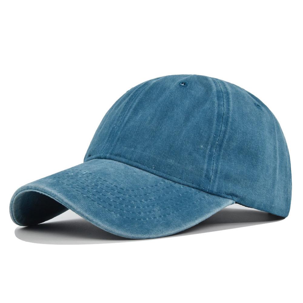 Solid Color Washed Baseball Cap - Adult & Kids - Distressed Duckbill Cap - 6-panel Curved Brim - Large Head Size - Plain Cap