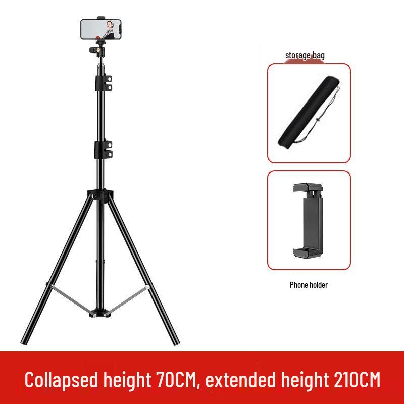 Multifunctional Mobile Phone Tripod with Floor/Desk Stand and Fill Light for Live Broadcast & Selfies