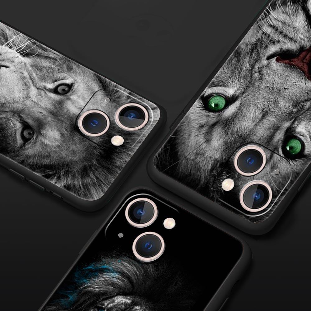 Lion Wild Animals Phone Case For iPhone 17 16 15 Pro Max 11 12 13 14 7 8 Plus SE 2020 X XR XS Cover Soft Black