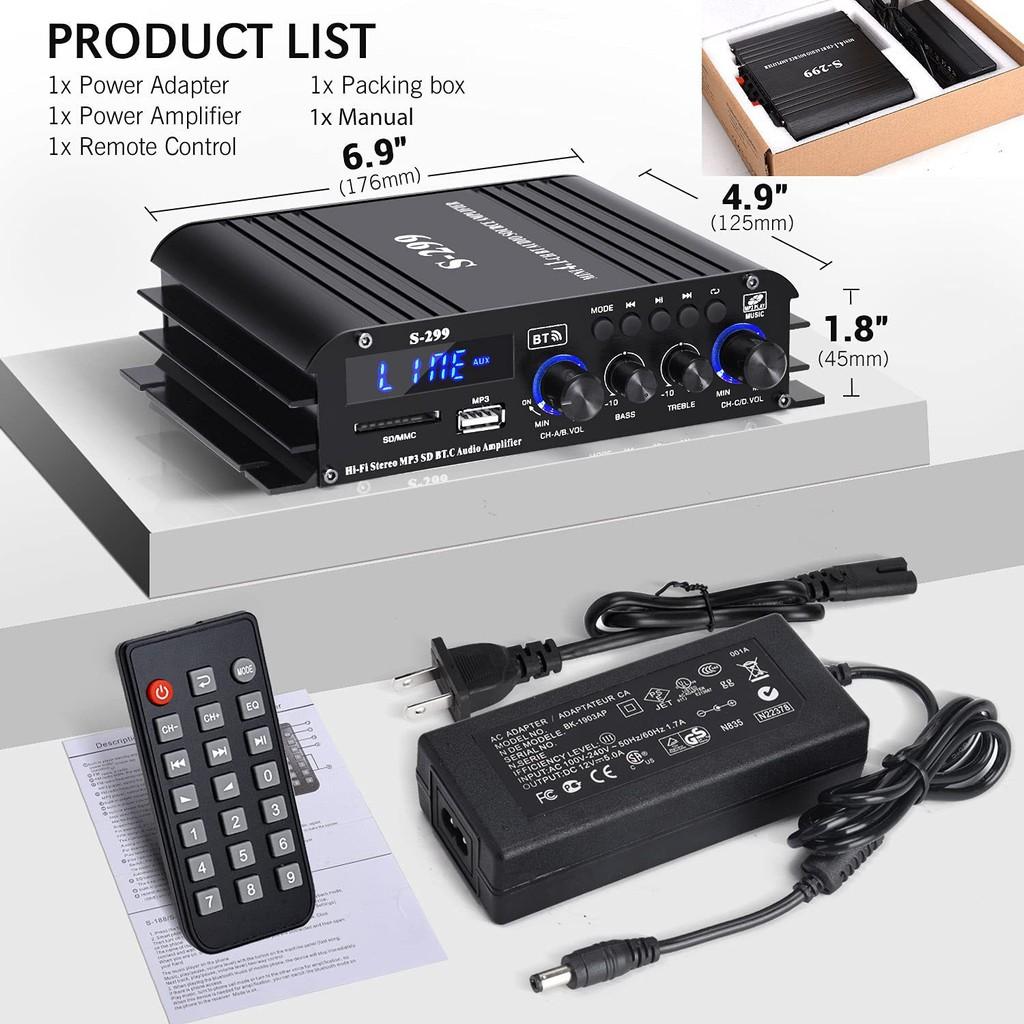 

4.1 HIFI Audio Amplifier Portable Car Channel Bluetooth Stereo Small Home Theater 17.6X12.5X4.5CM Subwoofer