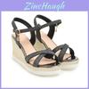 Elegante Damen-Keilsandalen mit glänzendem Strass-Knöchelriemen für den Sommer