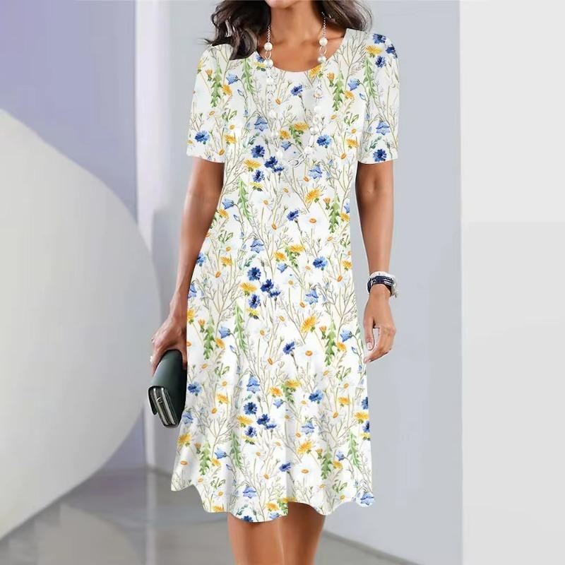 Summer Fashion Elegant Women Dress Loose Casual Dress Women New Printing  Temperament Casual Comfortable Beach Dress
