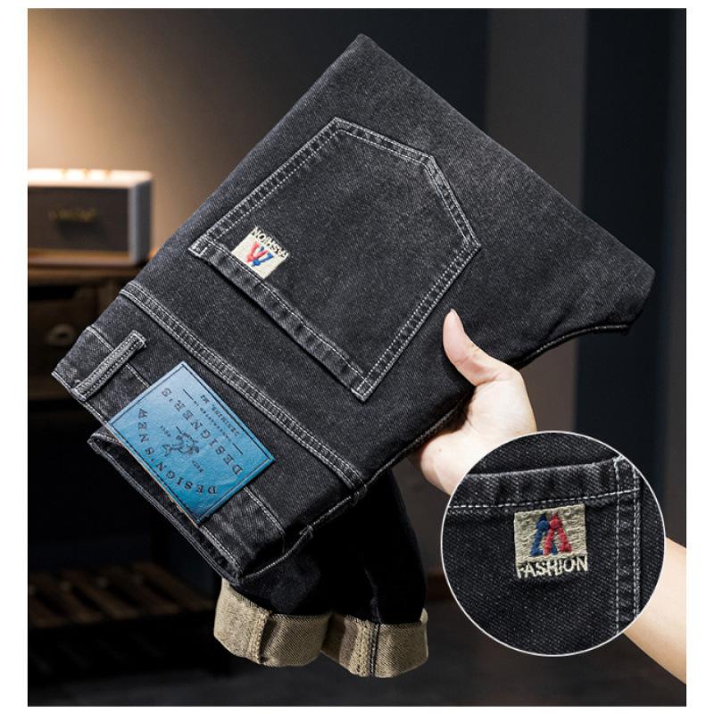 

JYL Мужские джинсы из эластичного хлопка для новичков, удобные, модные, с вышивкой, прямые 38 глубокое, шафрана