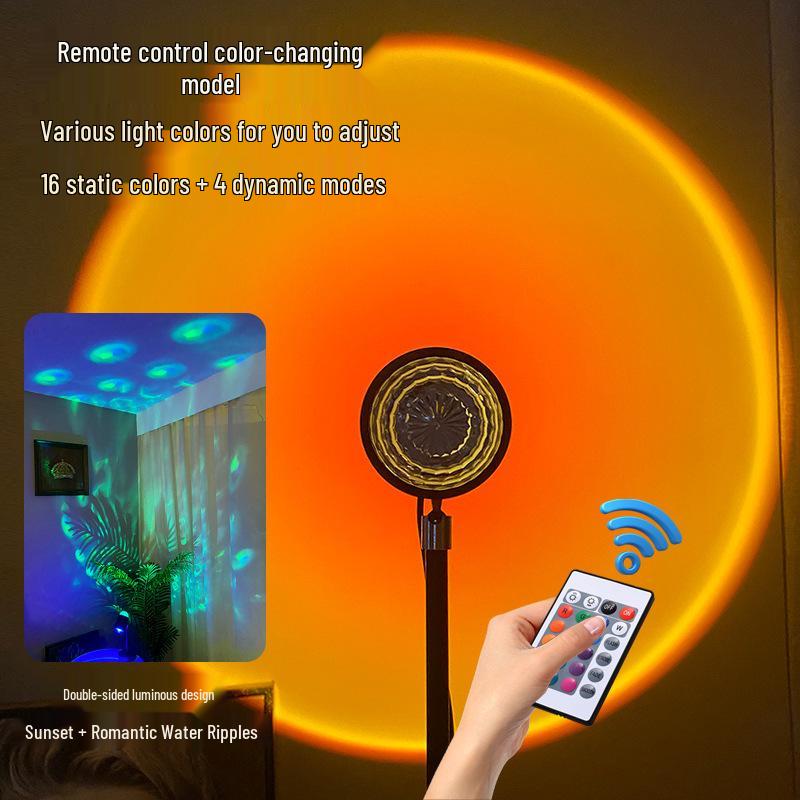 Net Celebrity Water Ripple Atmosphere Lamp – Desk, Floor, and Bedroom Night Light with Sunset Effect. Perfect Gift for Live Broadcast Rooms.