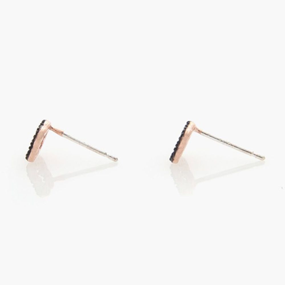 Jlauren M01306 Black Cubic Clover Rose Gold Earrings [30297824]