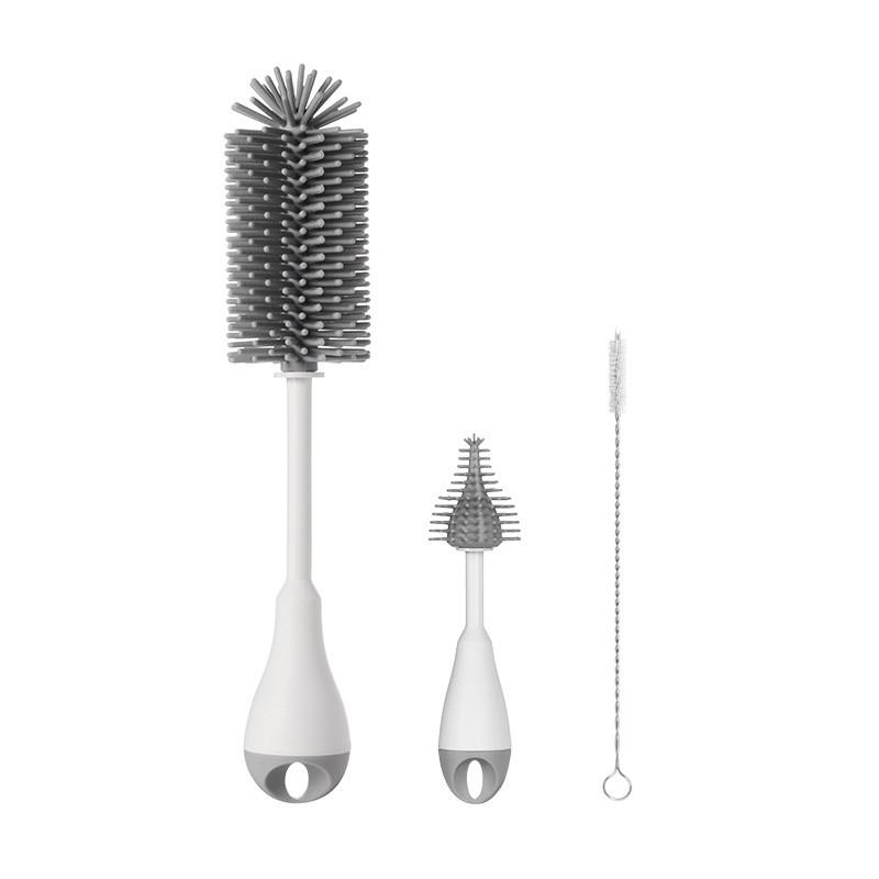 

Three In One Silicone Bottle Brush Set Nipple Brush Straw Brush Big Head Long Handle