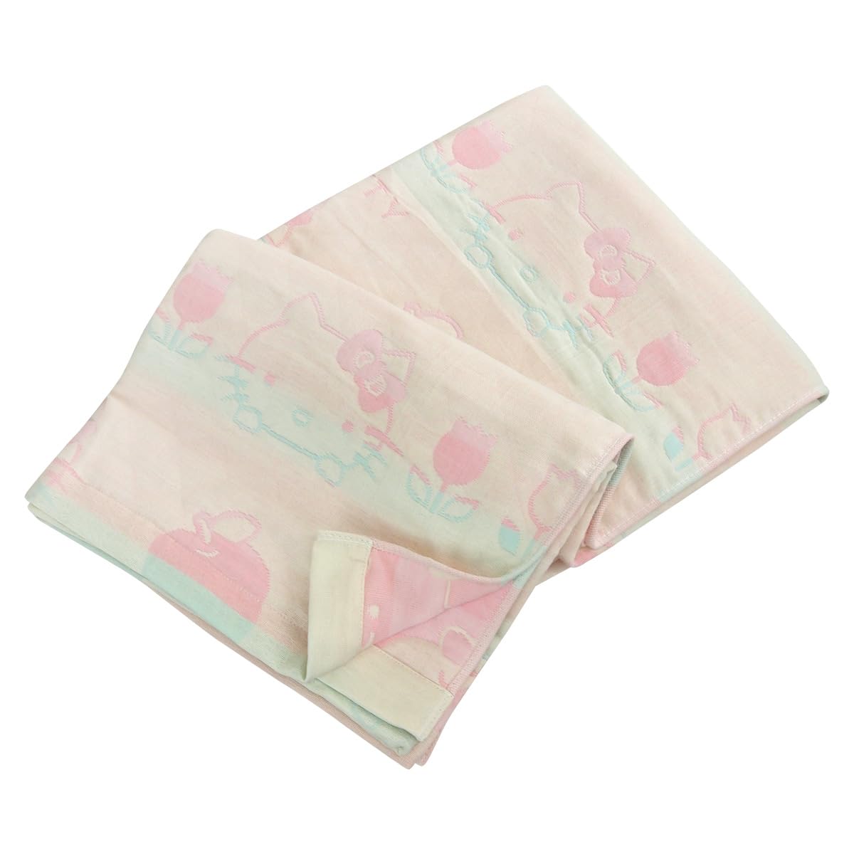 

Revere Хлопковое марлевое полотенце Hello Kitty Летний товар Sanrio Hello Kitty Одеяло, Одинарное, Трехслойная марля, Смесь, Одеяло, Плед, (Светло-розовый) белый