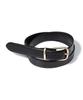 Hallen (W) Round Square Gold Buckle Cowhide Leather Belt (T027_Black)