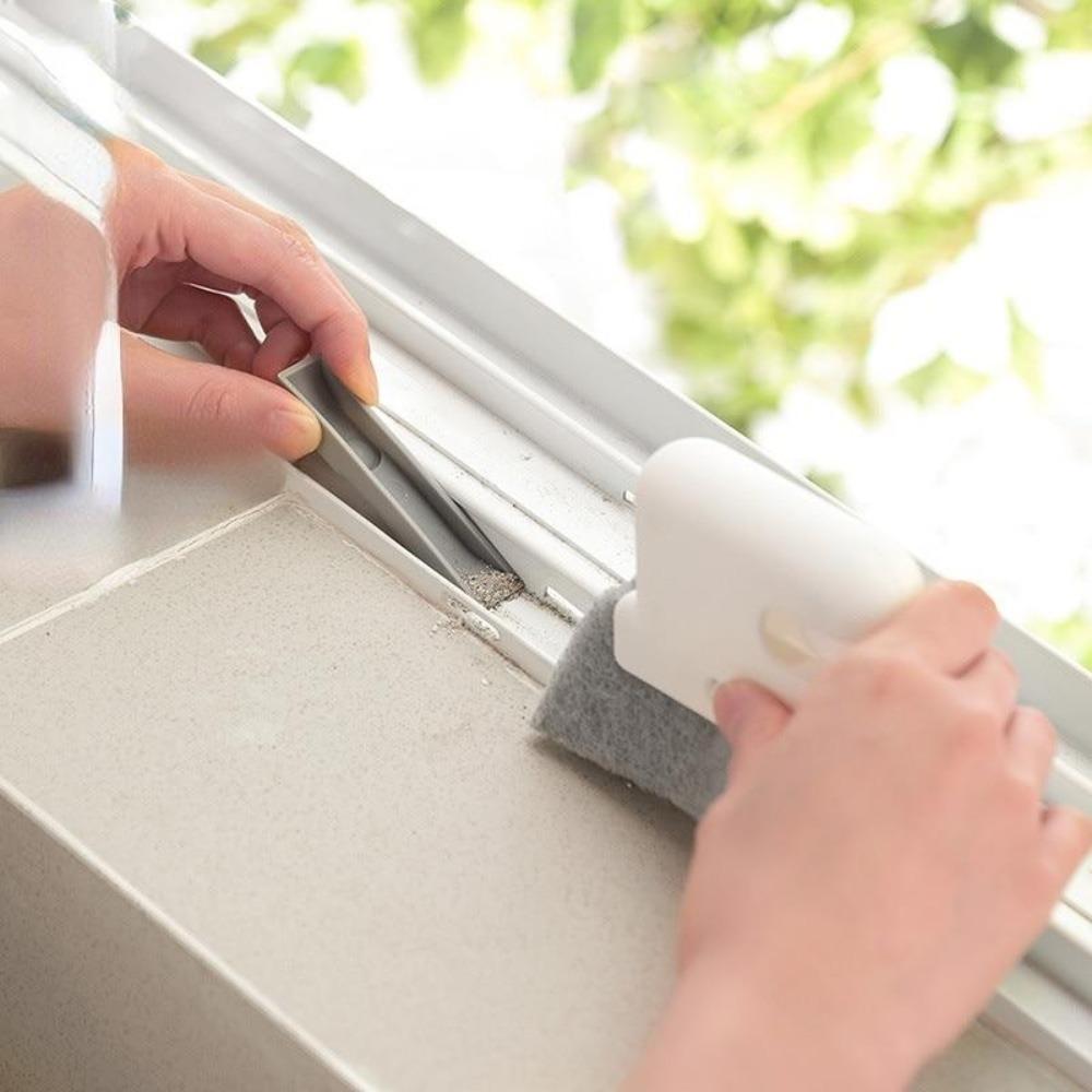 2 In 1 Groove Cleaning Tool Window Frame Door Groove Cleaning Brush Sliding Door Track Cleaning Tools Handheld Crevice Cleaner