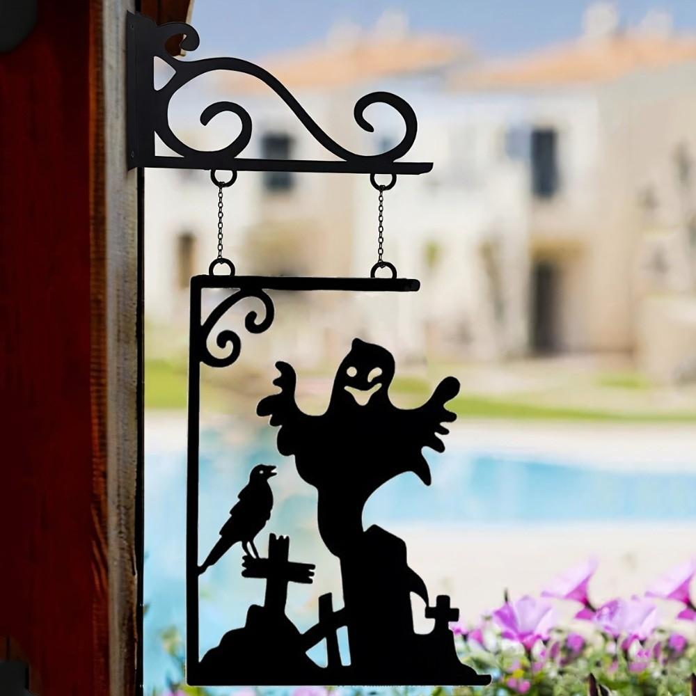 Vintage Halloween Hanging Sign Not Easy To Deform Witch Silhouette Ghost Pendant Party