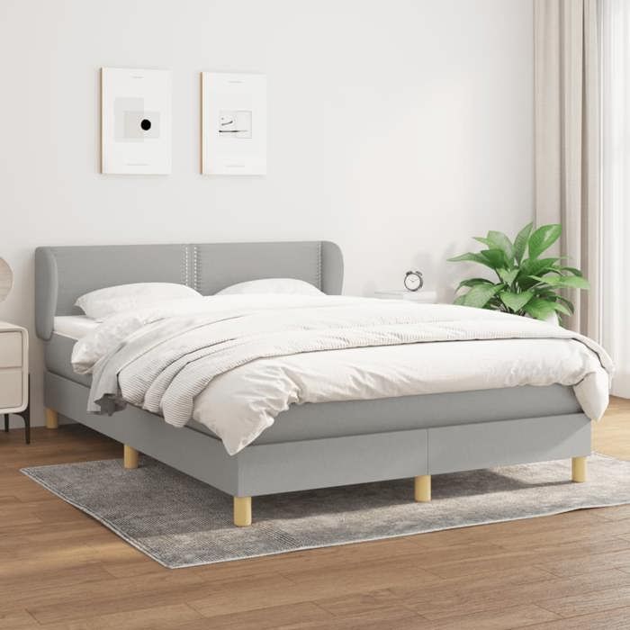 3126725 vidaXL Lit à sommier tapissier avec matelas Gris clair 140x200cm Tissu