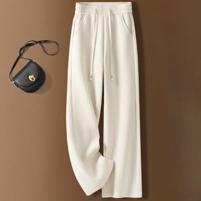 Lila Chenille Weitbeinige Hosen für Damen Im Herbst und Winter Neue Hochtaillierte Schlankmachende und Schmale Drapierende Version Cord Straight-Leg Hosen