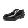 Carved Large Size Glossy Brock Leather Shoes British Style Dress Business Casual Shoes Black Platform Men's Shoes