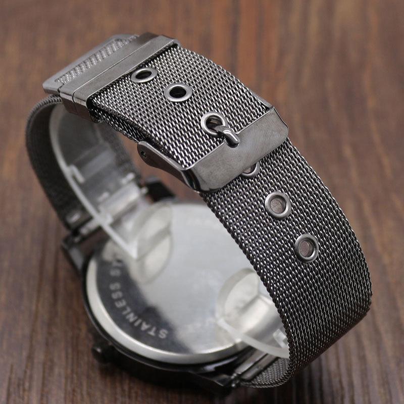 New Fashion Stainless Steel Mesh Band Strap Bracelet Turntable Sports Wrist Watches Gift for Men Women Unisex Brand Dress Colcks