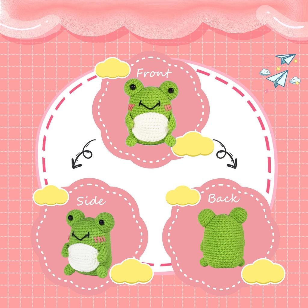 Tefola Crochet Kit, 3-Piece Stuffed Animal Set (Frog, Owl, Penguin), DIY Craft Set for Beginners, with Tutorial (#1)