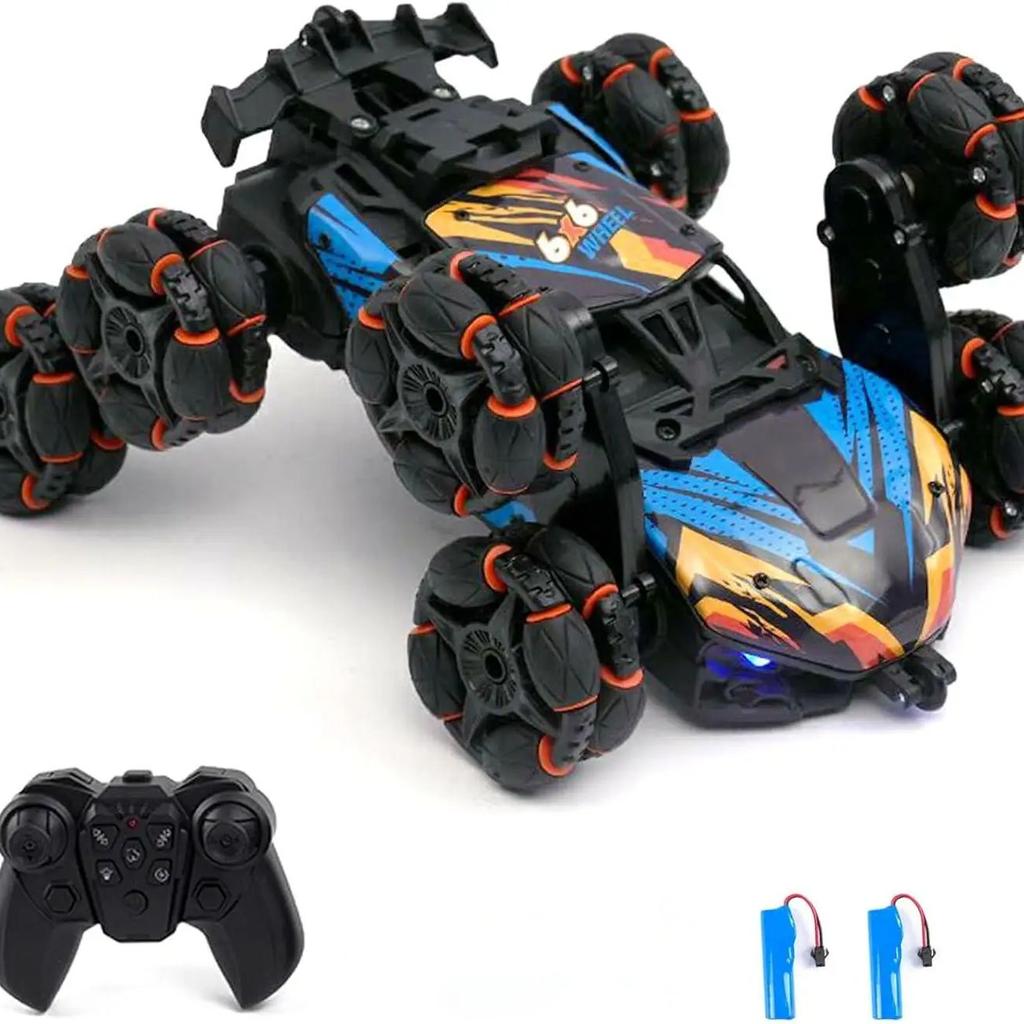 Scientoy Remote Control Car, 2.4Ghz RC Stunt Car Toys for Boys Girls Ages 6-8-10 with Lights Music Spray, 8 Wheels All Terrain R