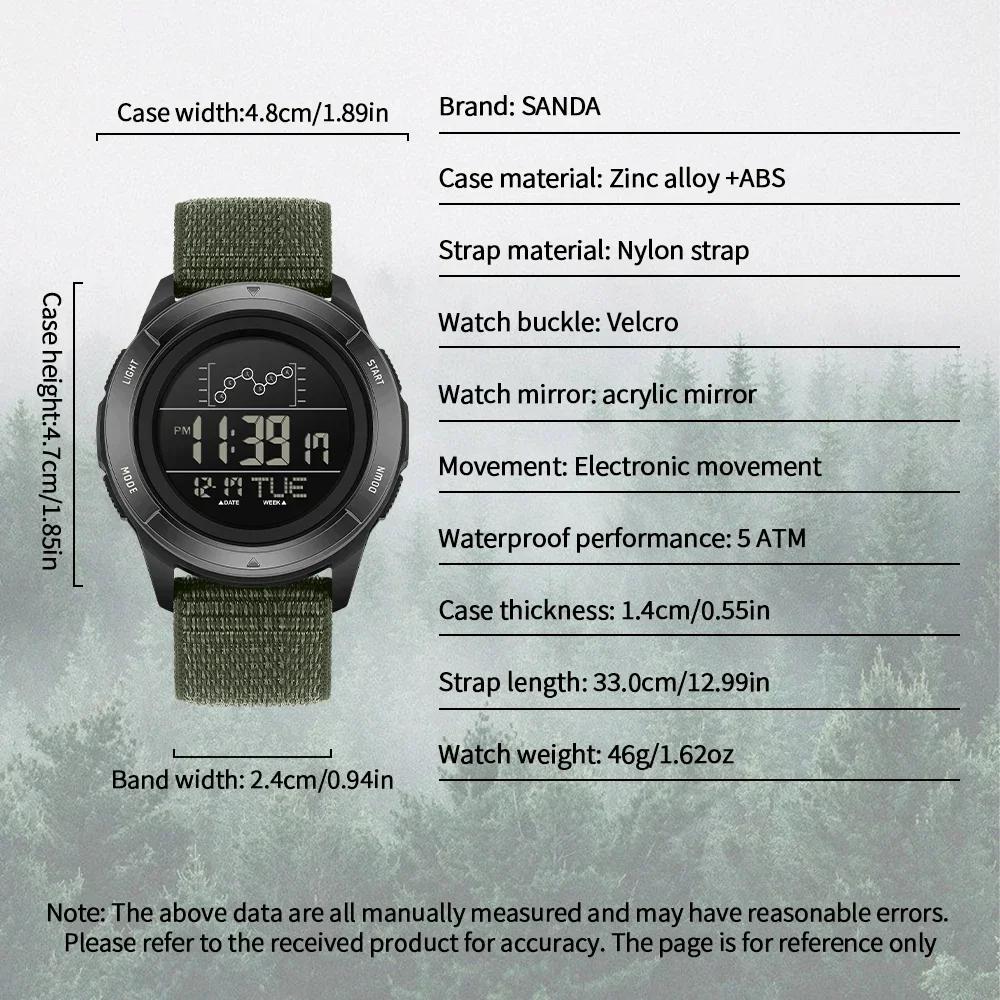 Military Sport Man Watch Silicone Strap LED Digital Display Multifunction Alarm Clock Countdown Waterproof Wristwatch
