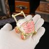 Sturdy Flip Top Enamel Coated Rhinestones Studded Jewelry Organiser Baby Carriage Shape Trinket Storage Box