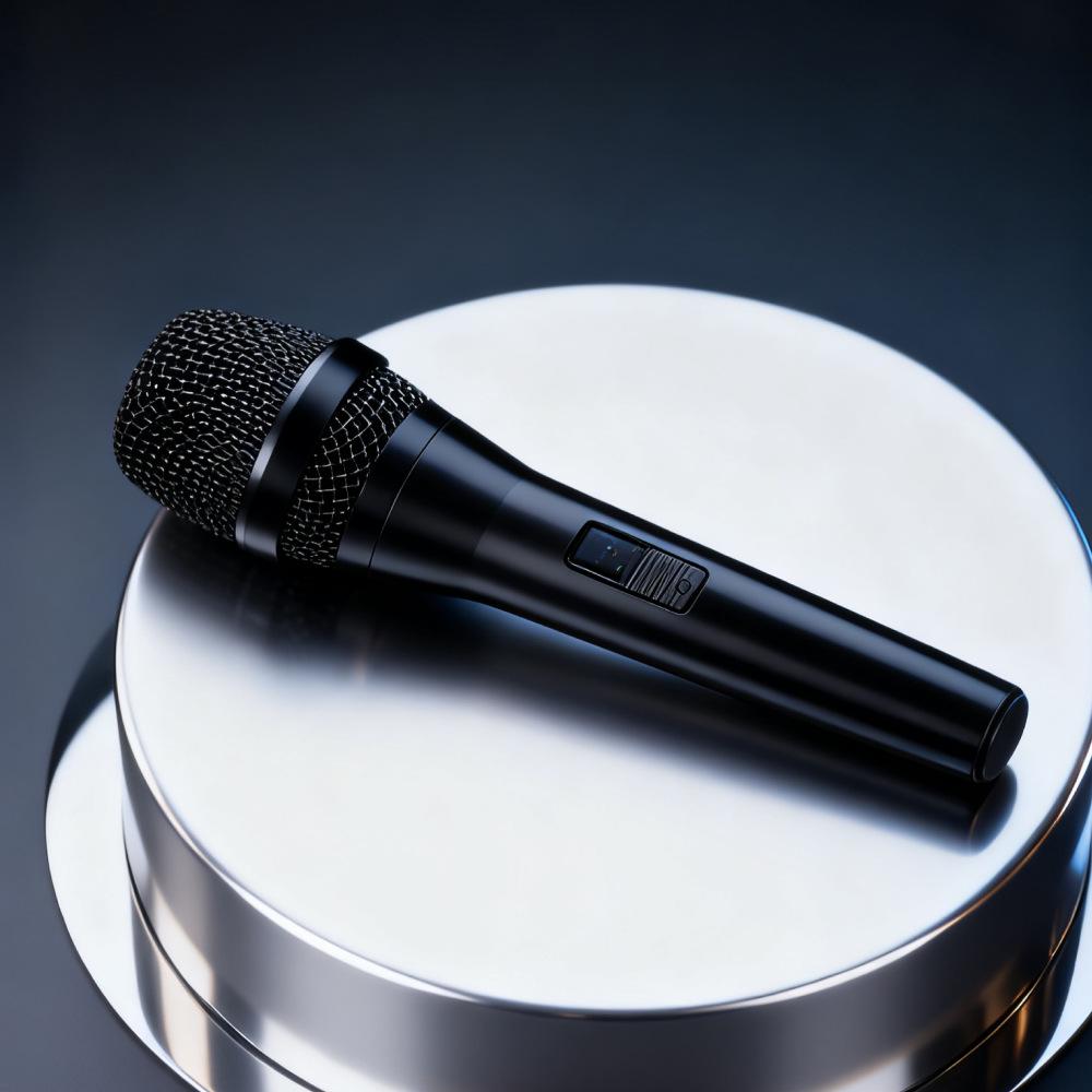 Wired Dynamic Microphone with Holder for Home Karaoke, Live Streaming, and Conferences (Model SJY-M08)