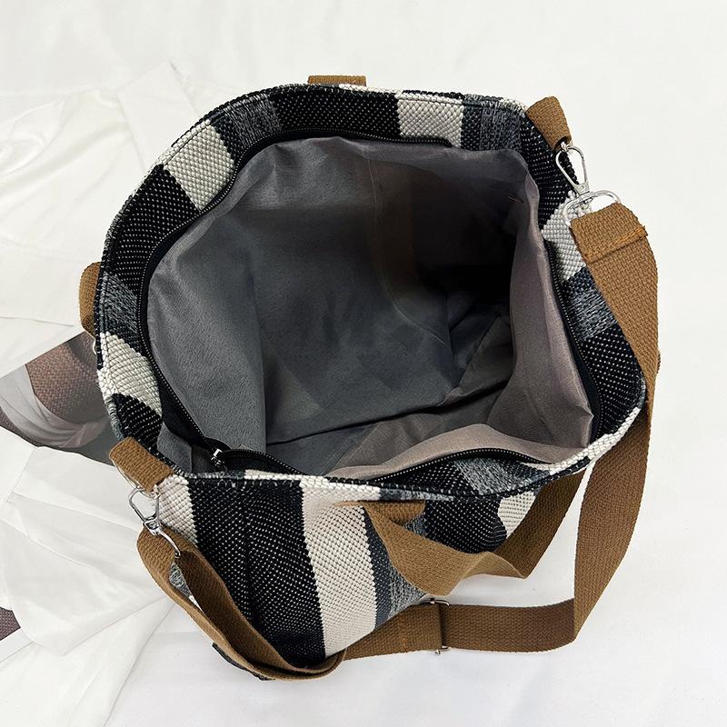Striped Large-Capacity Women'S Bag Commuter Casual Foreign Style Portable Tote Shoulder Messenger Bag