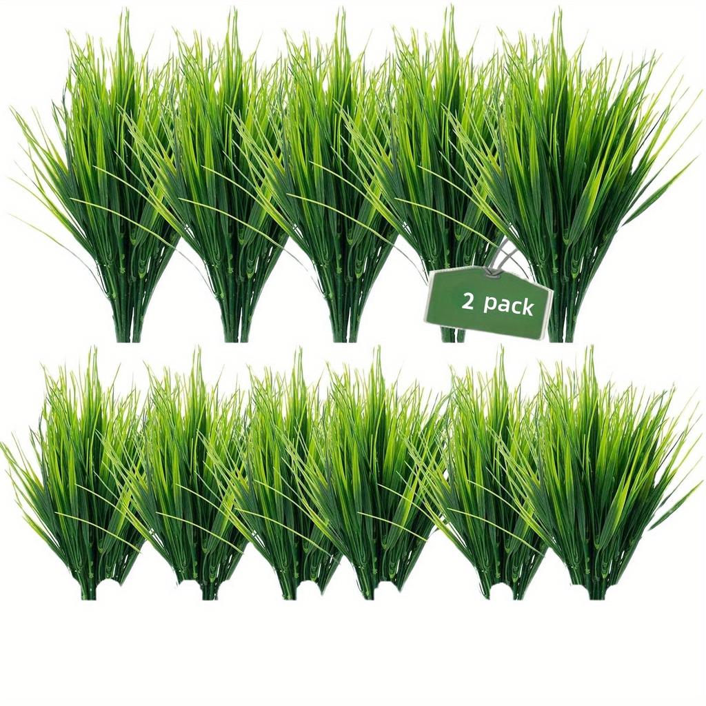 2Pcs Artificial Plastic 7-branch Grass Plant Green Grass Imitation False Plant Home Decoration Gardening Grass Outdoor Decor