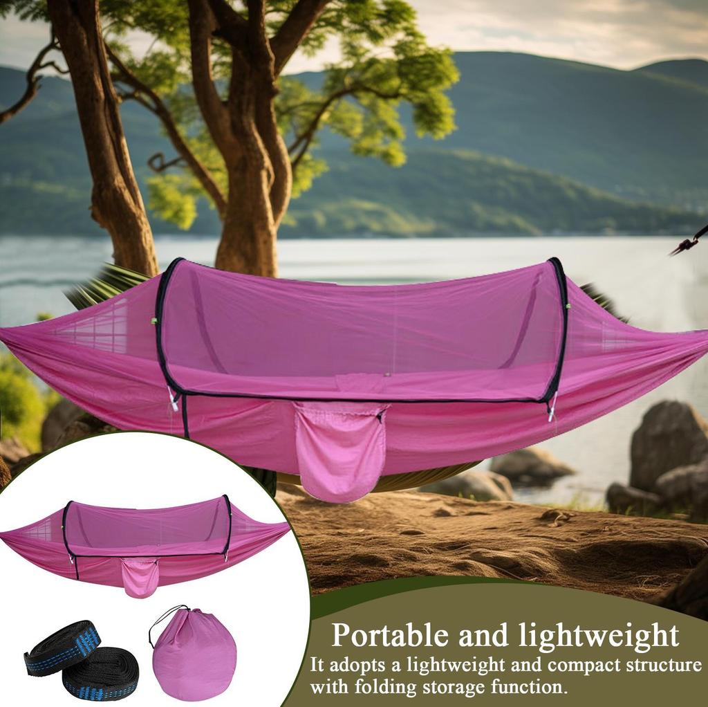 Camping Hammocks For Adults Nylon Outdoor Hammock For Hiking Foldable Lounger For Adventurers Rain Survival Outside Hiking Lake