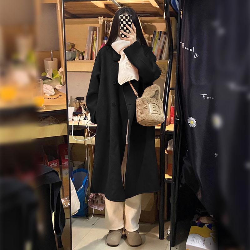 

Женское шерстяное пальто Merlad 2023 с флисовой подкладкой - средней длины, приталенного кроя, во французском стиле Хепберн для осени/зимы XL, 140-170 lbs