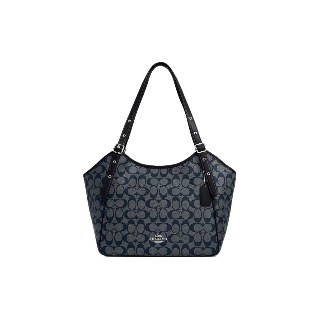 COACH Canvas With Leather Tote Bag, Shopping Bag, Handbag, Shoulder Bag Large Women's Midnight Marine Blue CM076-SVN2V