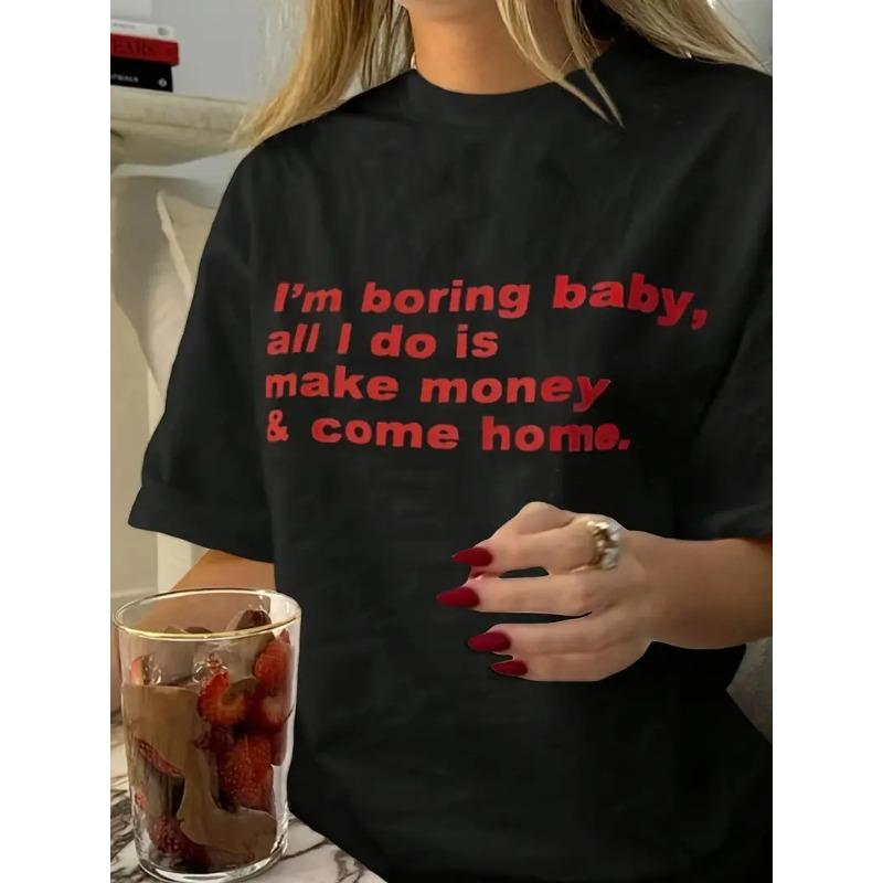 

100 Cotton Hip Hop WomenS Summer Casual Crew Neck TShirt with Red Letter Print Short Sleeve Oversized T Shirt 3XL