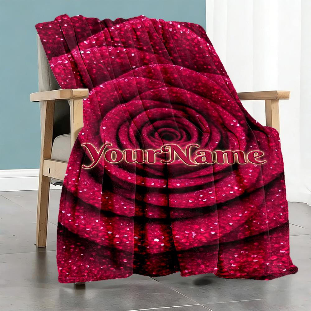 Rose Personalized Name Blanket Throw Personalized Blanket Soft & Cozy Perfect for Seaside Bedding Sofa Livingroom for All Occasions