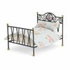 Bed with Bedding Vintage Miniature Metal Ornate Furniture for Collectors,