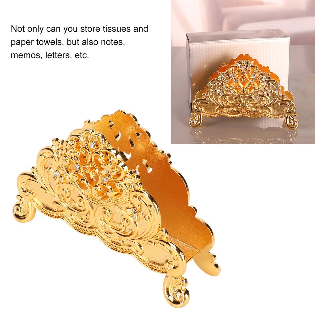 Napkin Holder European Metal Hollow Flower Pattern Paper Tissue Holder Freestanding Paper Napkin Dispenser