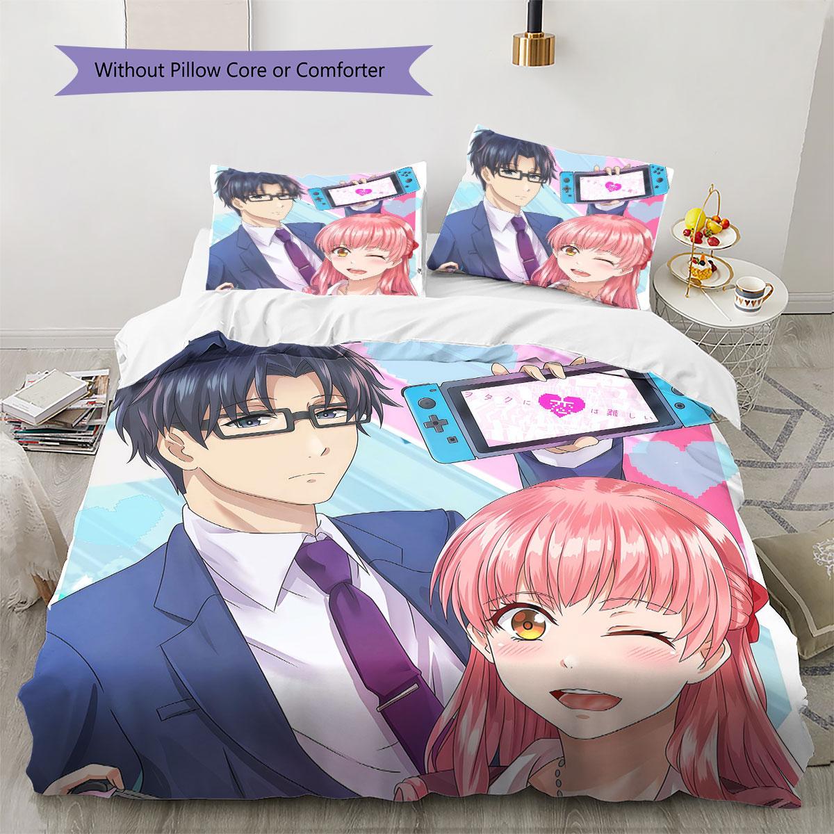 

LoveOtaku Pattern Bedding Quilt Set Quilt Cover Pillowcase Home Decoration Birthday Gift (1 * duvet cover + 2 * pillowcase, without core) 135x200cm